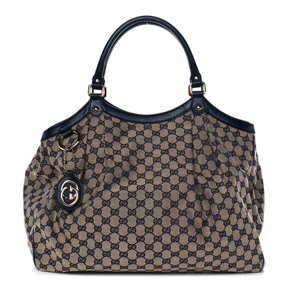 Gucci Monogram Calfskin Large Sukey Tote Beige Blue 1 of 12