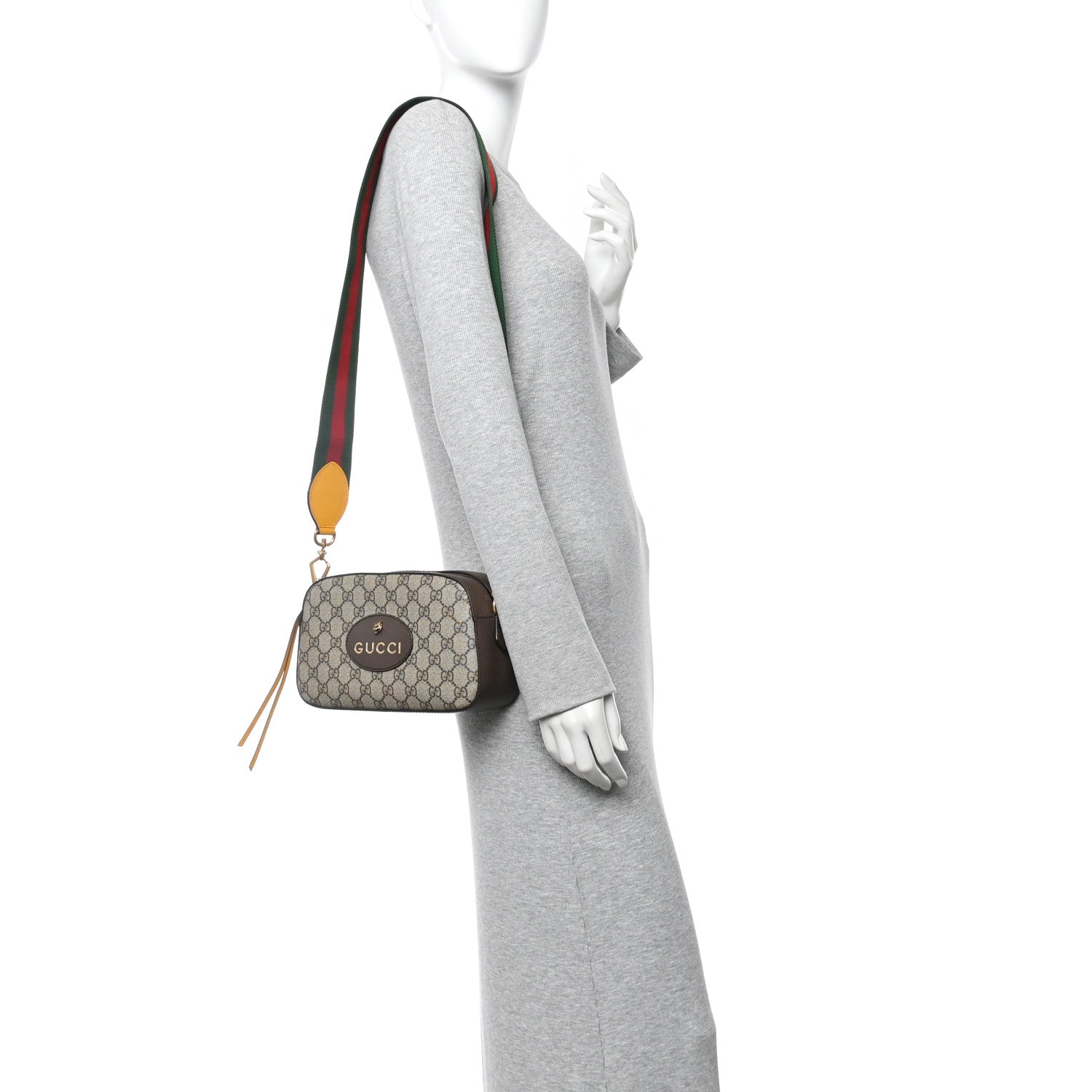 Gucci GG Supreme Monogram Web Neo Vintage Shoulder Bag Beige New Acero Crop 2 of 11