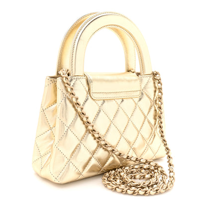 Chanel Metallic Shiny Aged Calfskin Quilted Nano Kelly Shopper Gold 3 of 10