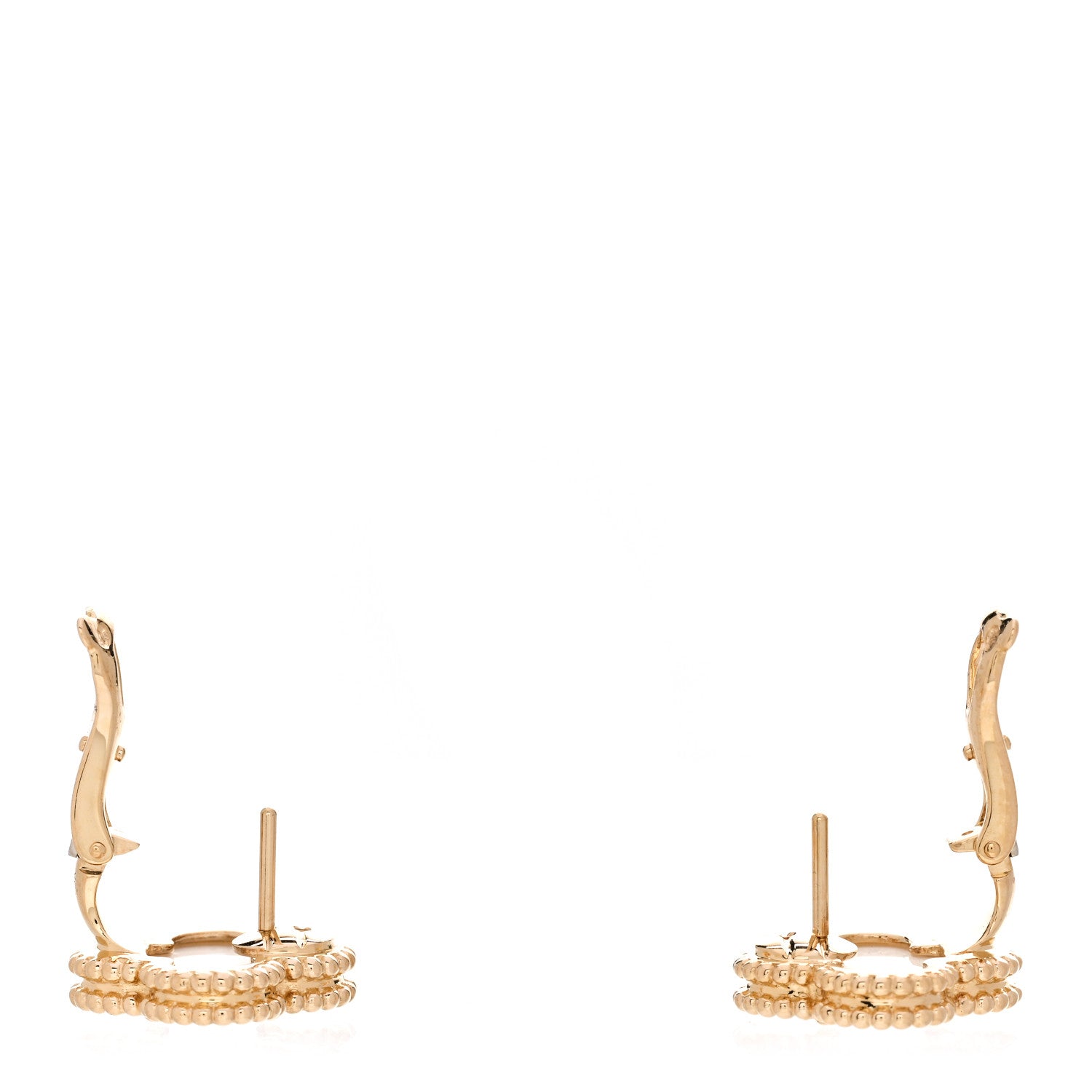 Van Cleef & Arpels 18K Yellow Gold Mother of Pearl Vintage Alhambra Earrings 3 of 5