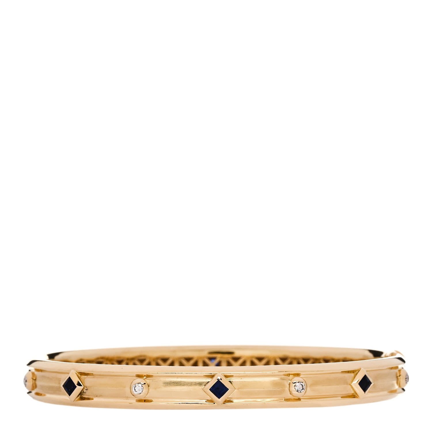 David Yurman 18K Yellow Gold Diamond Blue Sapphire Modern Renaissance Bracelet 1 of 3