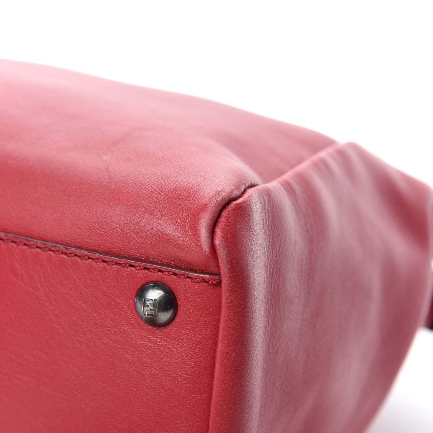 Fendi Vitello Suede Medium Peekaboo Iconic Satchel Rubino Peonia 12 of 18