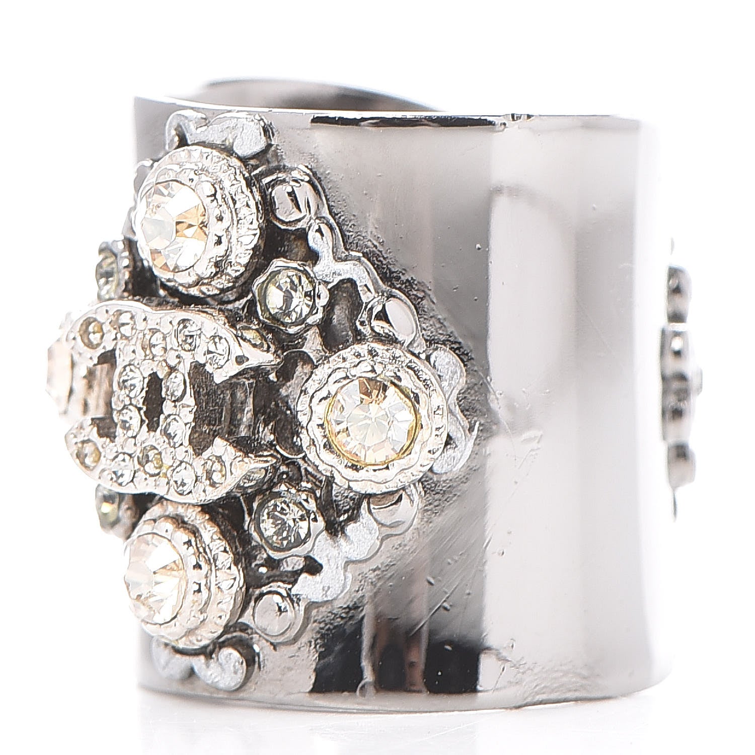 Chanel Ruthenium Crystal CC Ring 7.5 3 of 5