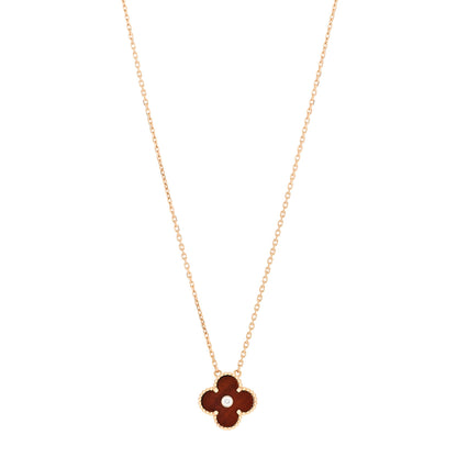 Van Cleef & Arpels 18K Rose Gold Diamond Bulls Eye Vintage Alhambra Pendant Necklace 1 of 7