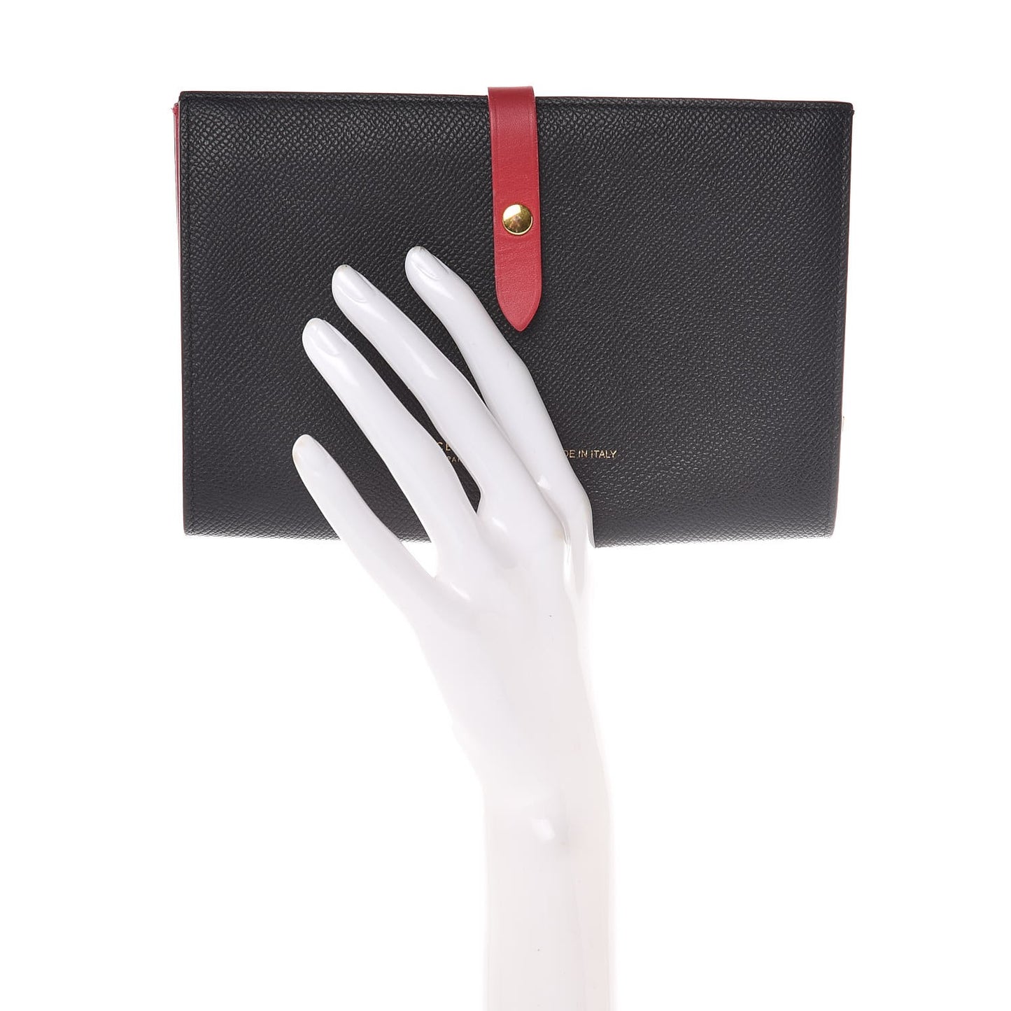 Grained Calfskin Large Multifunction Strap Wallet Black