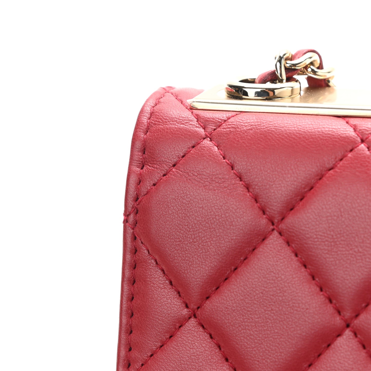 Lambskin Quilted Trendy CC Wallet On Chain WOC Red