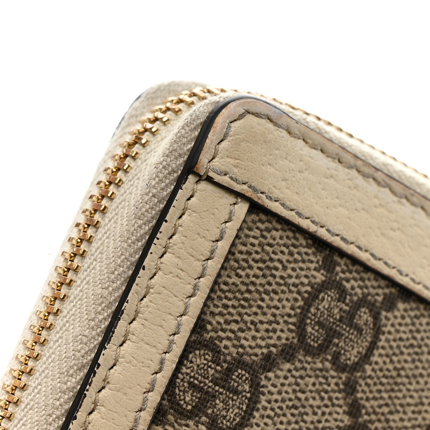 Gucci GG Supreme Monogram Textured Dollar Calfskin Web Ophidia Zip Around Wallet Beige Ebony Mystic White 10 of 13