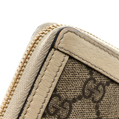 Gucci GG Supreme Monogram Textured Dollar Calfskin Web Ophidia Zip Around Wallet Beige Ebony Mystic White 10 of 13