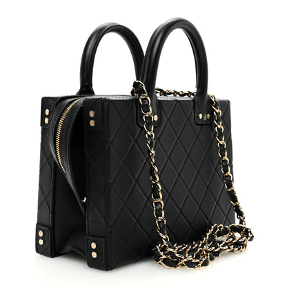 Chanel Calfskin Quilted Studded Square Vanity Case Black 3 of 10