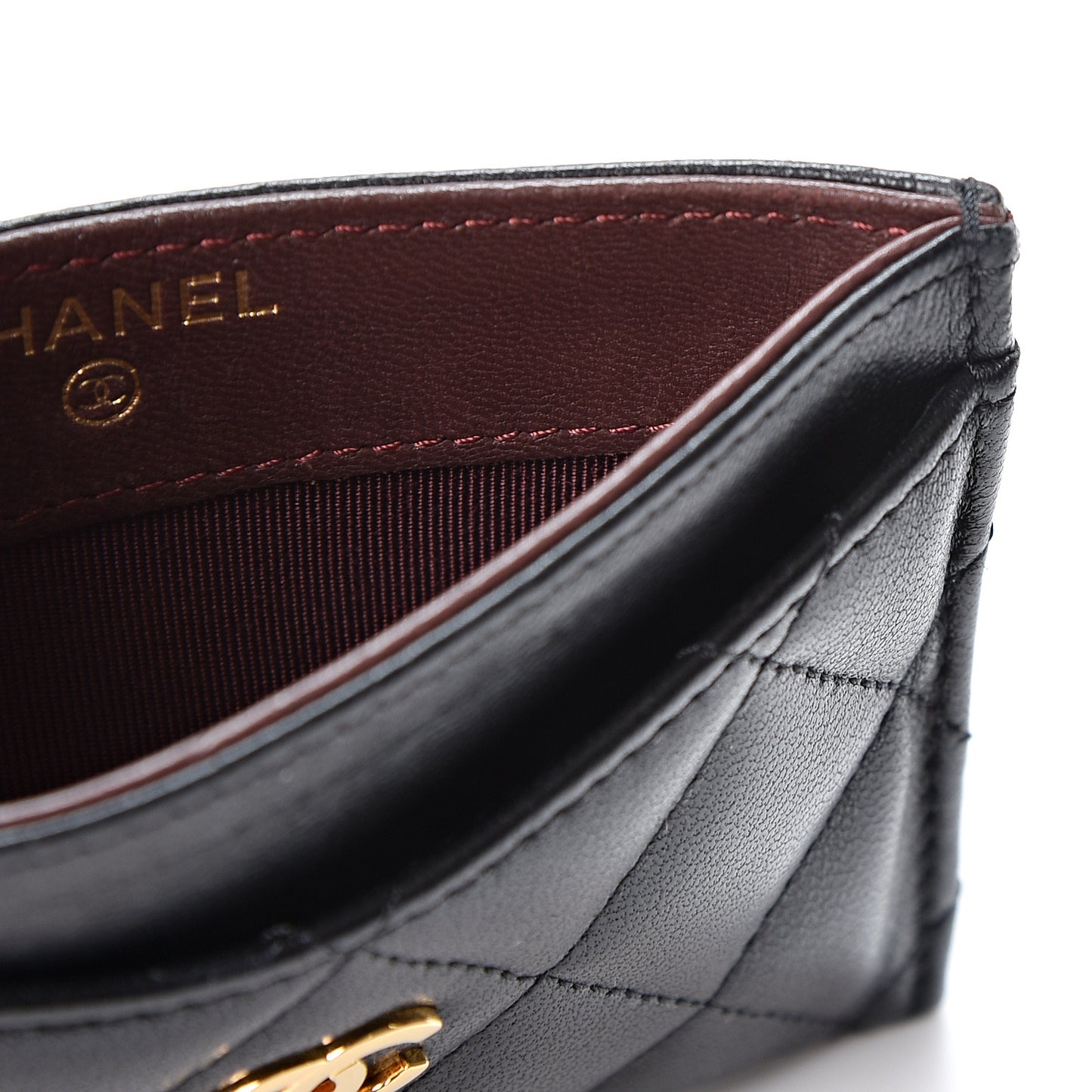 Lambskin Quilted Card Holder Black