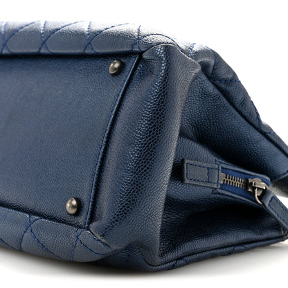 Chanel Iridescent Caviar Quilted Small Chic Tote  Dark Blue 10 of 14