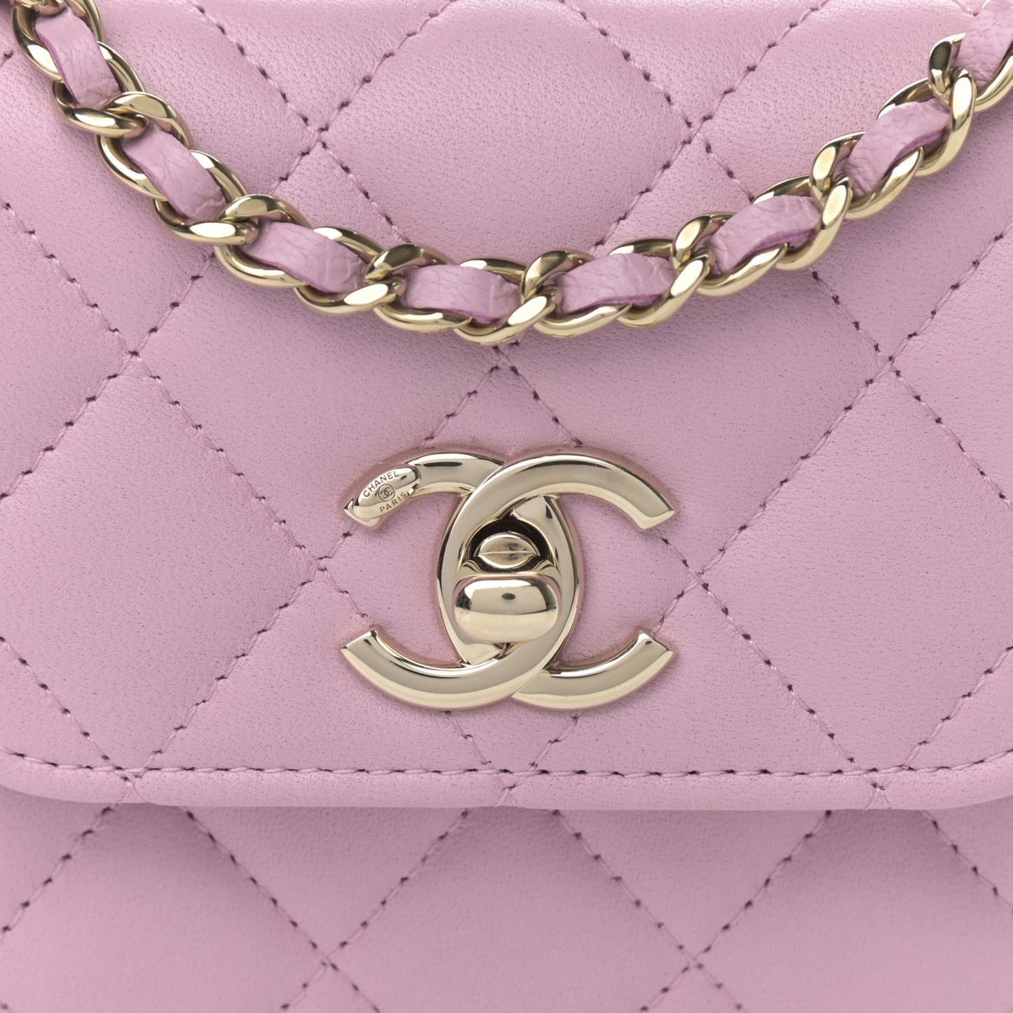 Lambskin Quilted Mini Trendy CC Clutch With Chain Light Pink