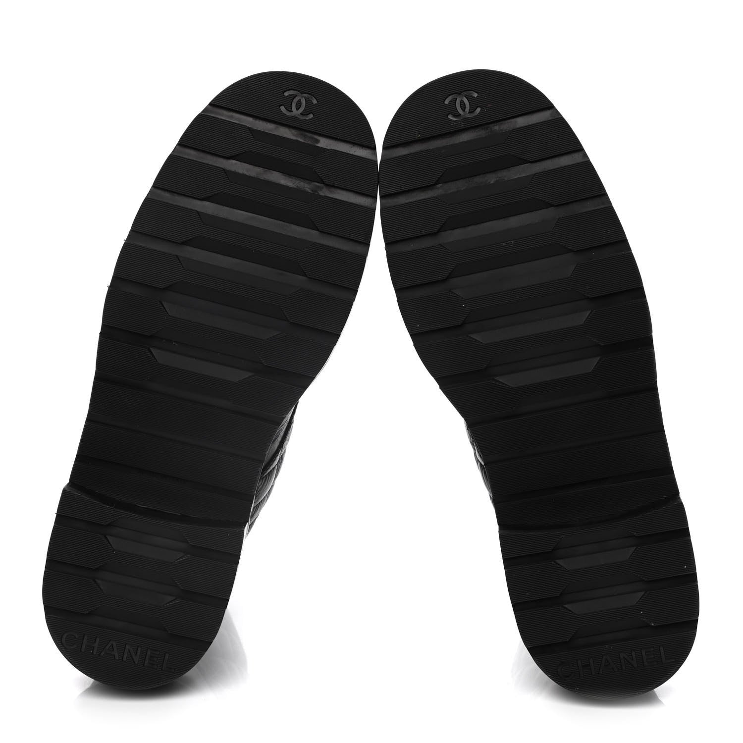 Chanel Shiny Goatskin Calfskin Quilted Lace Up Combat Boots 39 Black 6 of 7