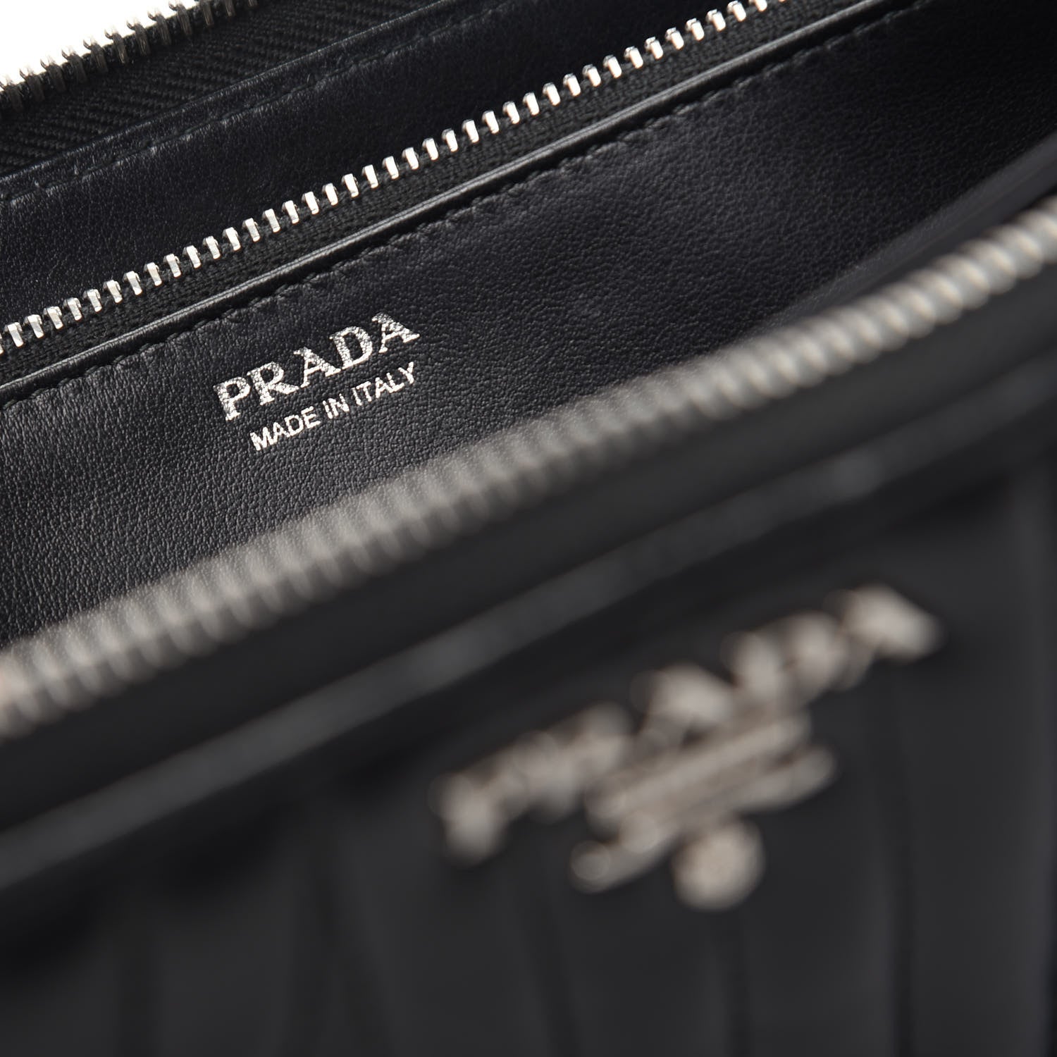 Prada Soft Calfskin Diagramme Zip Around Wallet Black 6 of 7