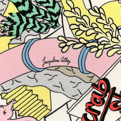 Hermes Cashmere Silk Splash Park Shawl 140 White Jaune Multicolor 7 of 9