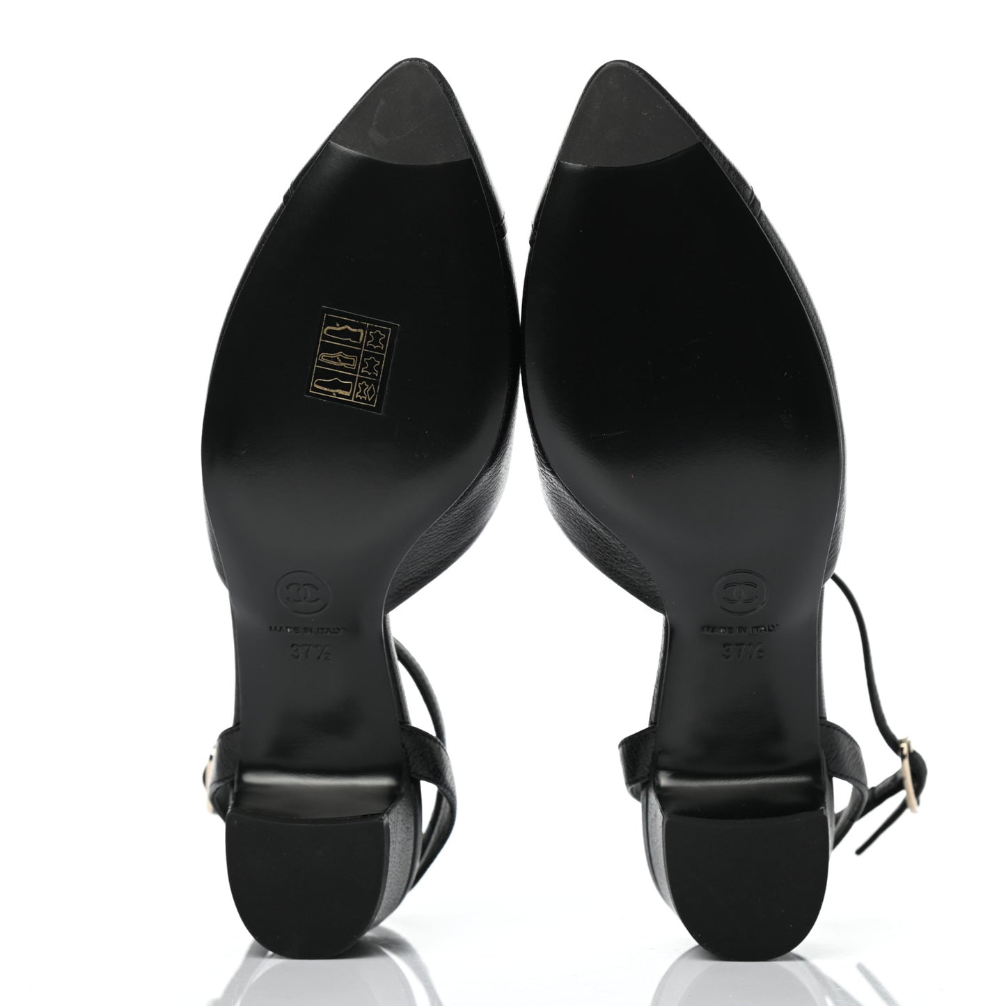 Goatskin Cap Toe CC Slingback Pumps 37.5 Black