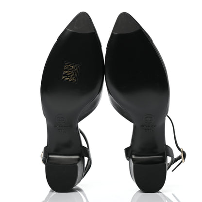 Chanel Goatskin Cap Toe CC Slingback Pumps 37.5 Black 5 of 8