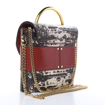 Chloe Calfskin Lizard Embossed Small Aby Lock Sepia Brown 3 of 12