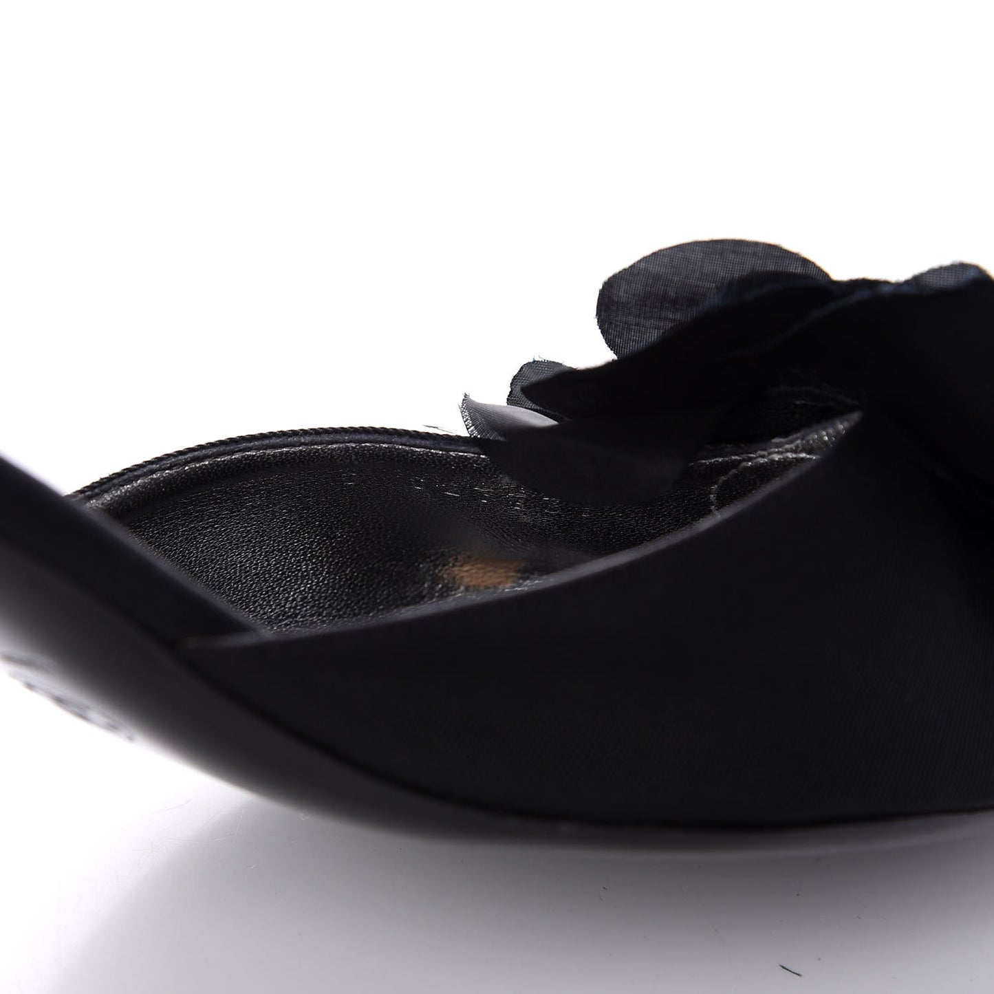 Metal Silk Grosgrain Camellia Mules 39 Black