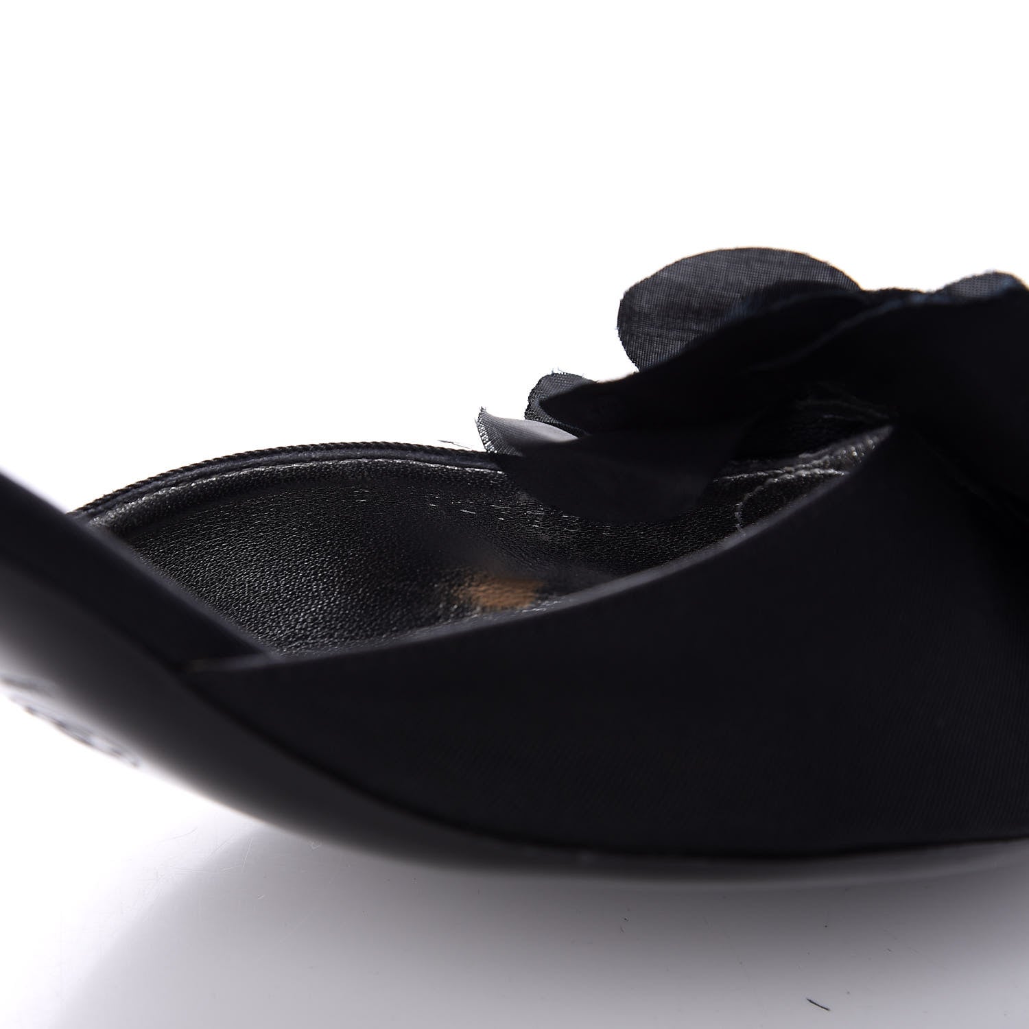Chanel Metal Silk Grosgrain Camellia Mules 39 Black 9 of 10