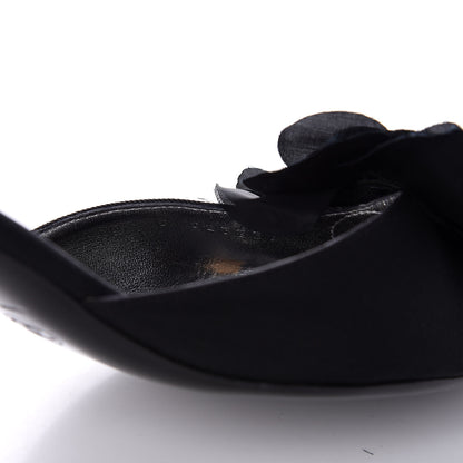 Chanel Metal Silk Grosgrain Camellia Mules 39 Black 9 of 10