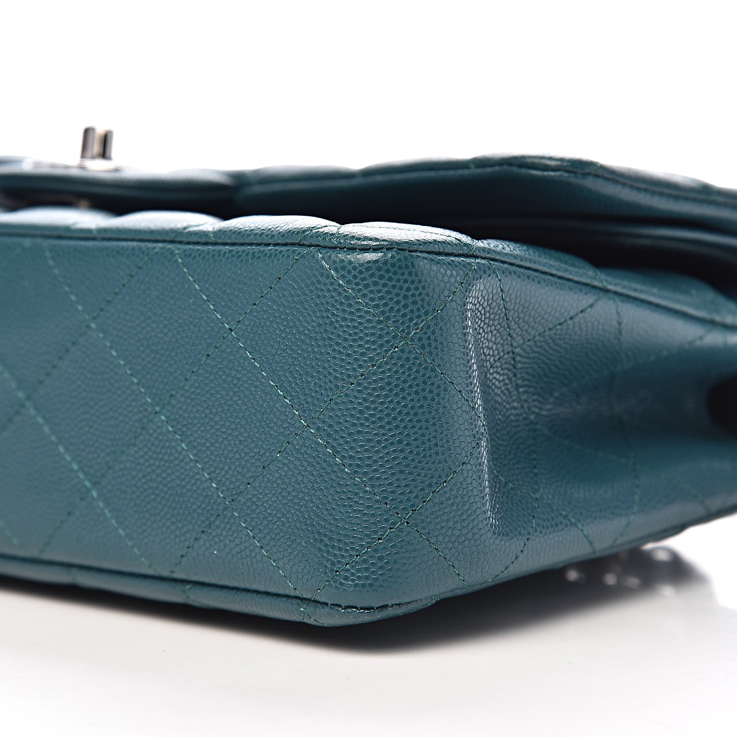Chanel Caviar Quilted Medium Double Flap Dark Green 11 of 12