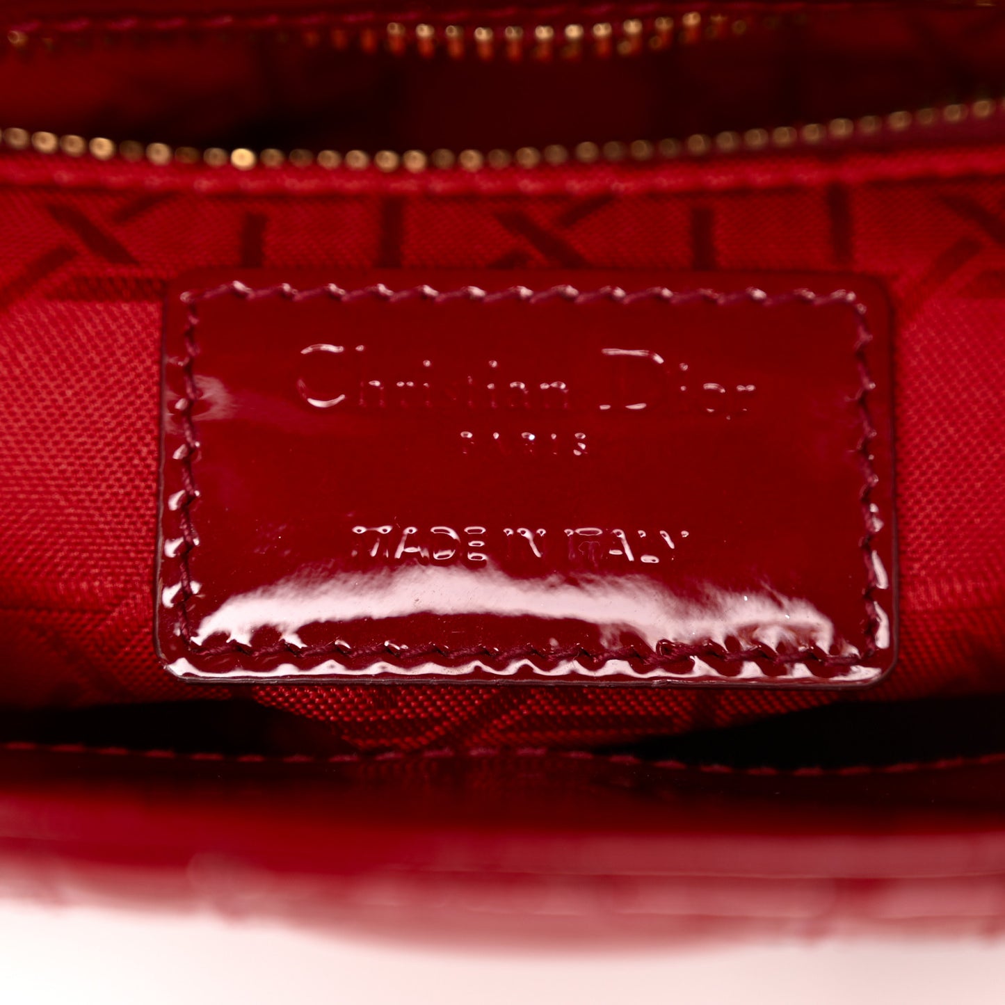 Patent Cannage Mini Lady Dior Red