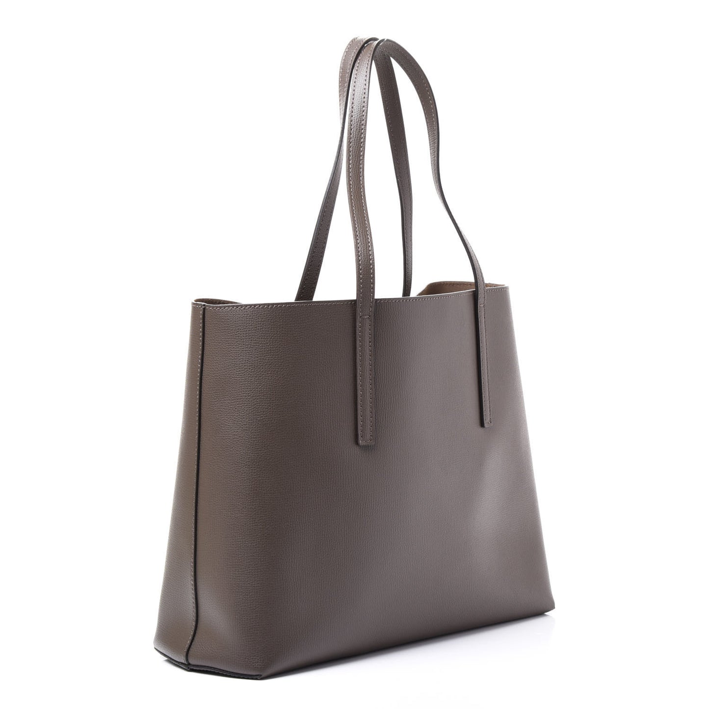 Vitello Vienna Enamel F is Fendi Shopping Tote Carbone Tobacco