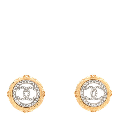 Chanel Crystal CC Round Earrings Gold 1 of 6