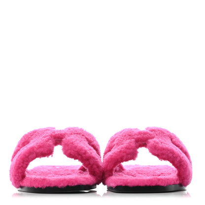 Hermes Woolskin Oran Sandals 37 Rose Fuchsia 2 of 5