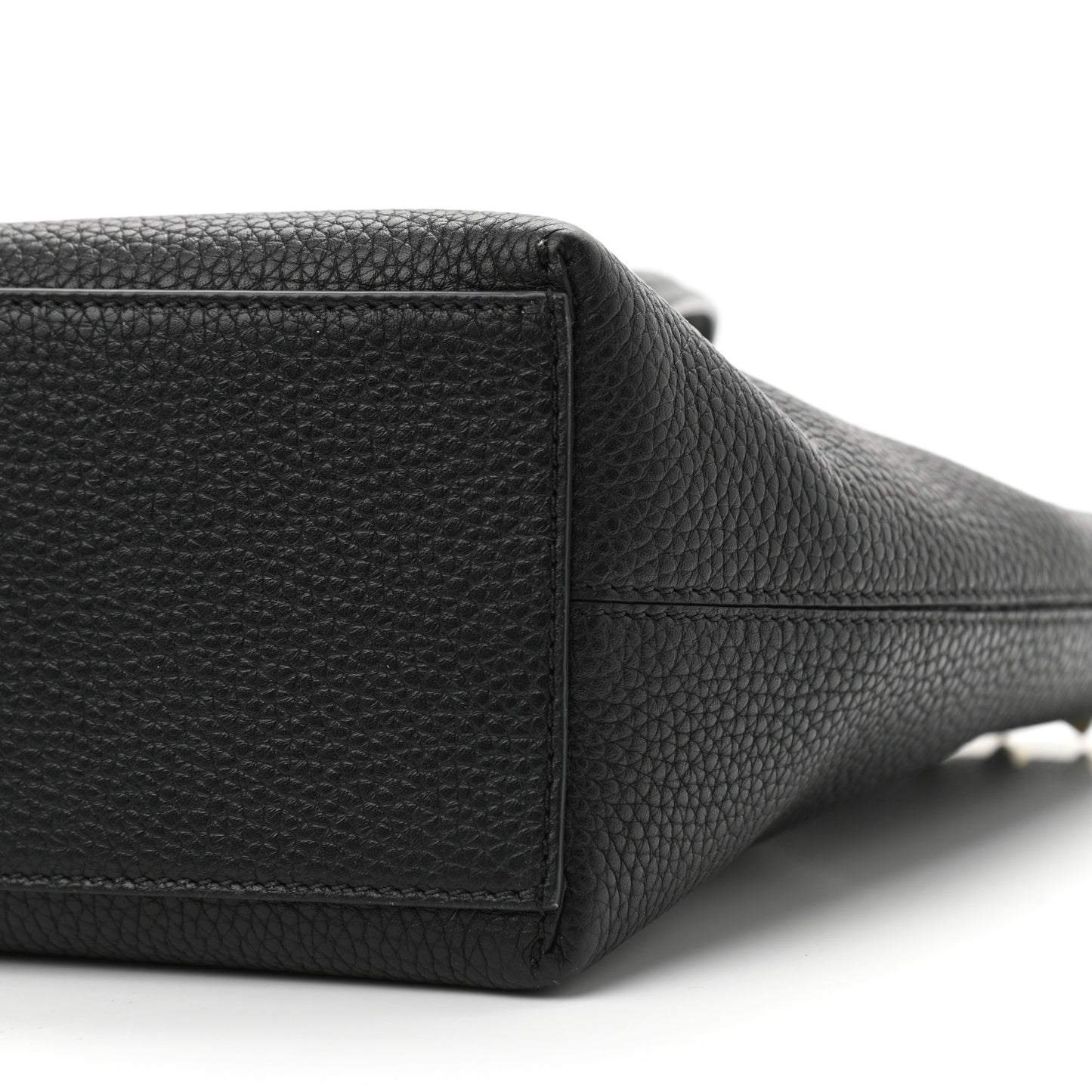 Grained Calfskin Small Rockstud Shoulder Tote Black