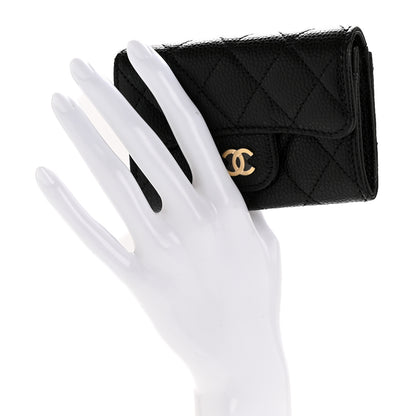 Chanel Caviar Quilted Flap Card Holder Wallet Black 2 of 9