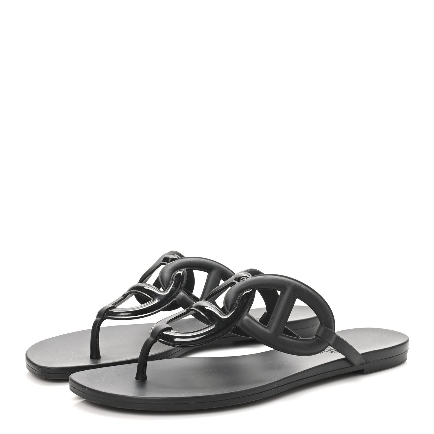 Hermes Rubber Womens Egerie Sandals 40 Black 4 of 10