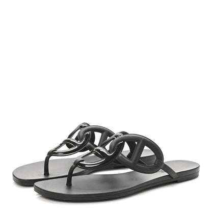 Hermes Rubber Womens Egerie Sandals 40 Black 4 of 10