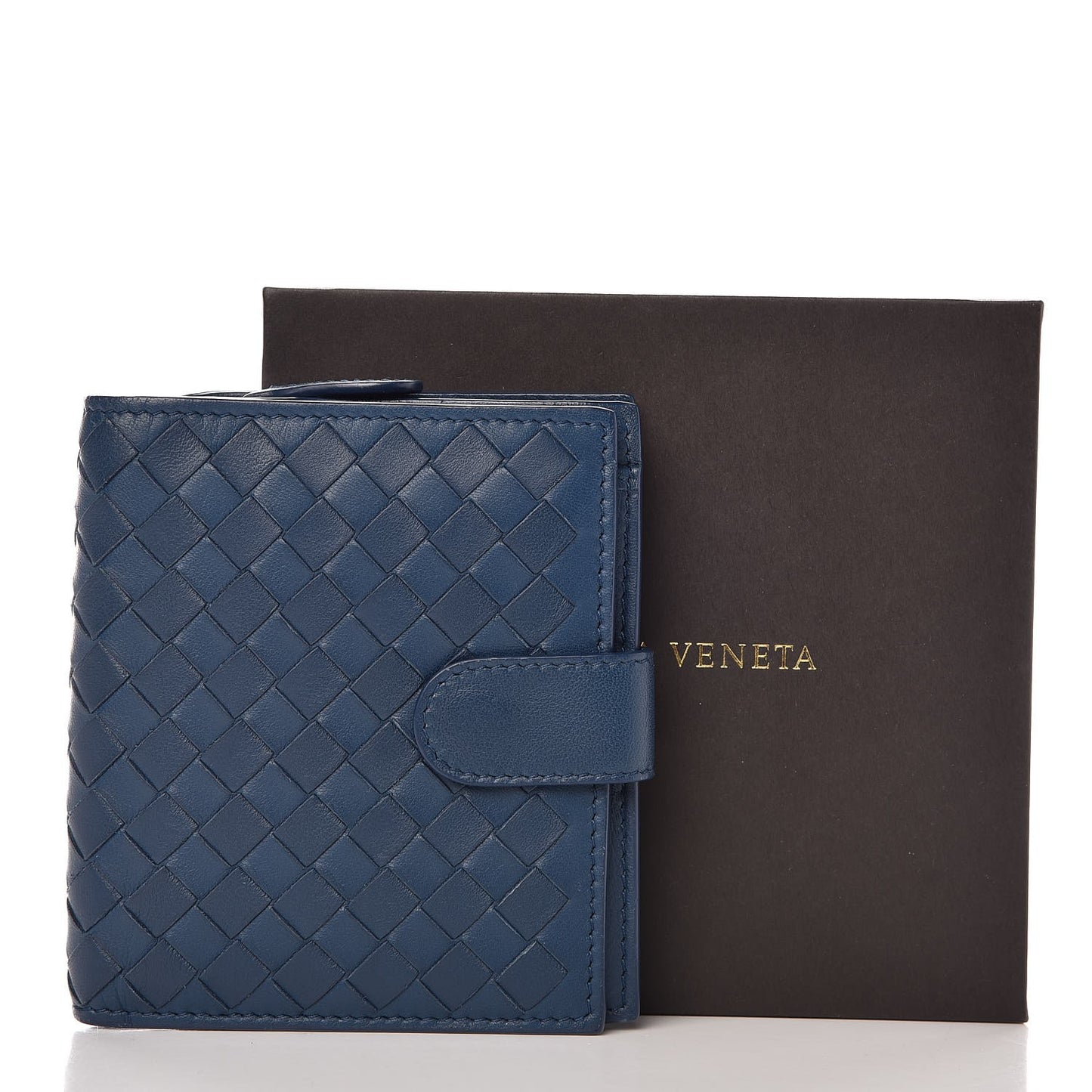 Nappa Intrecciato French Flap Wallet Baltic Blue