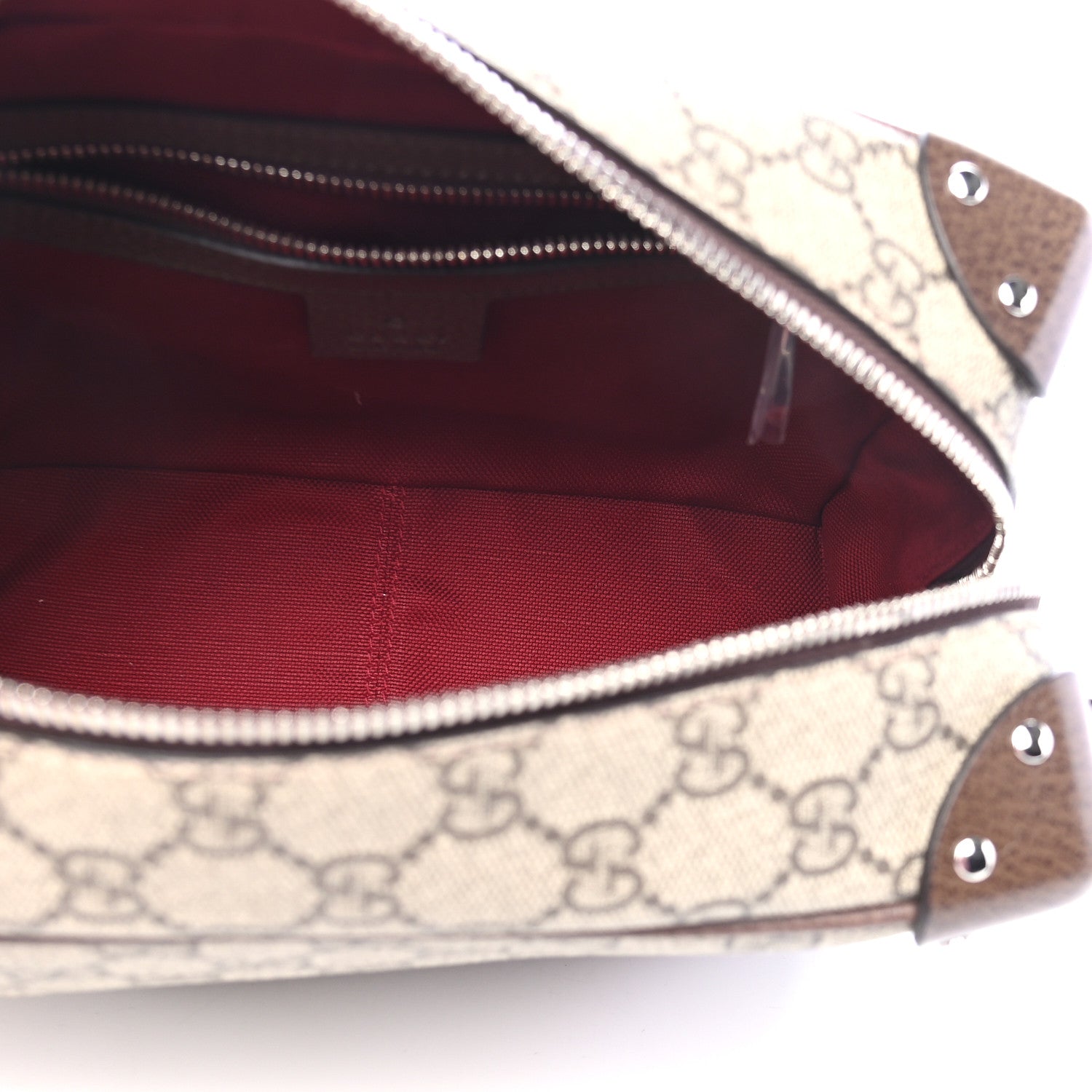 Gucci GG Supreme Monogram Textured Calfskin Square Messenger Bag Beige Ebony New Acero 5 of 9