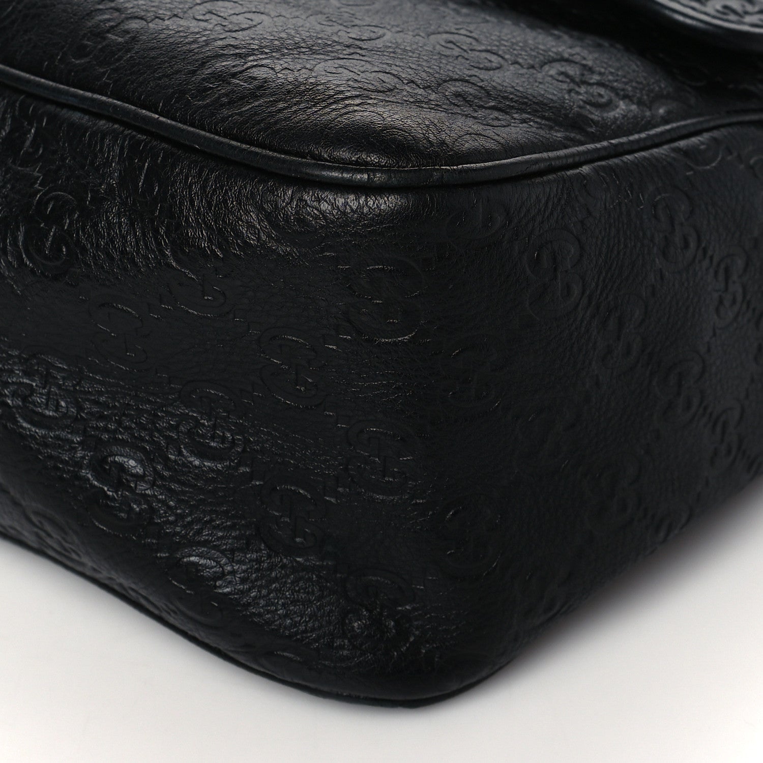 Gucci Guccissima Medium Flap Messenger Bag Black 10 of 10