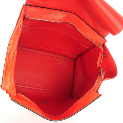 Celine Drummed Calfskin Suede Medium Trapeze Vermillion 6 of 10