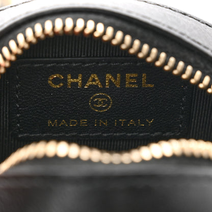 Chanel Lambskin Quilted Chain Round Mini Clutch Black 7 of 8