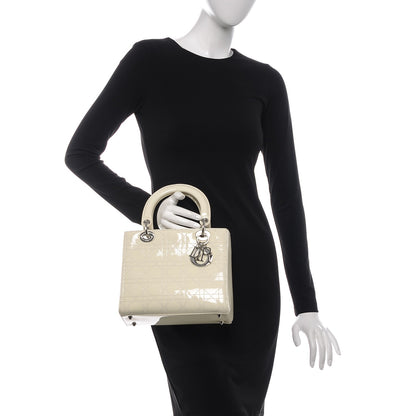 Christian Dior Patent Cannage Medium Lady Dior Beige 2 of 12