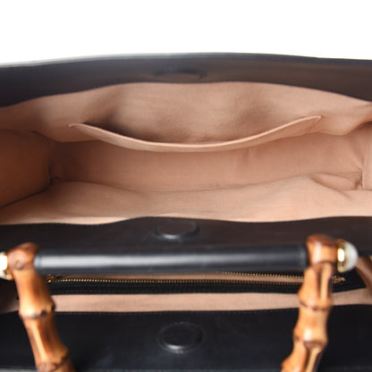 Gucci Nappa Bamboo Web Medium Nymphaea Top Handle Bag Black 4 of 16