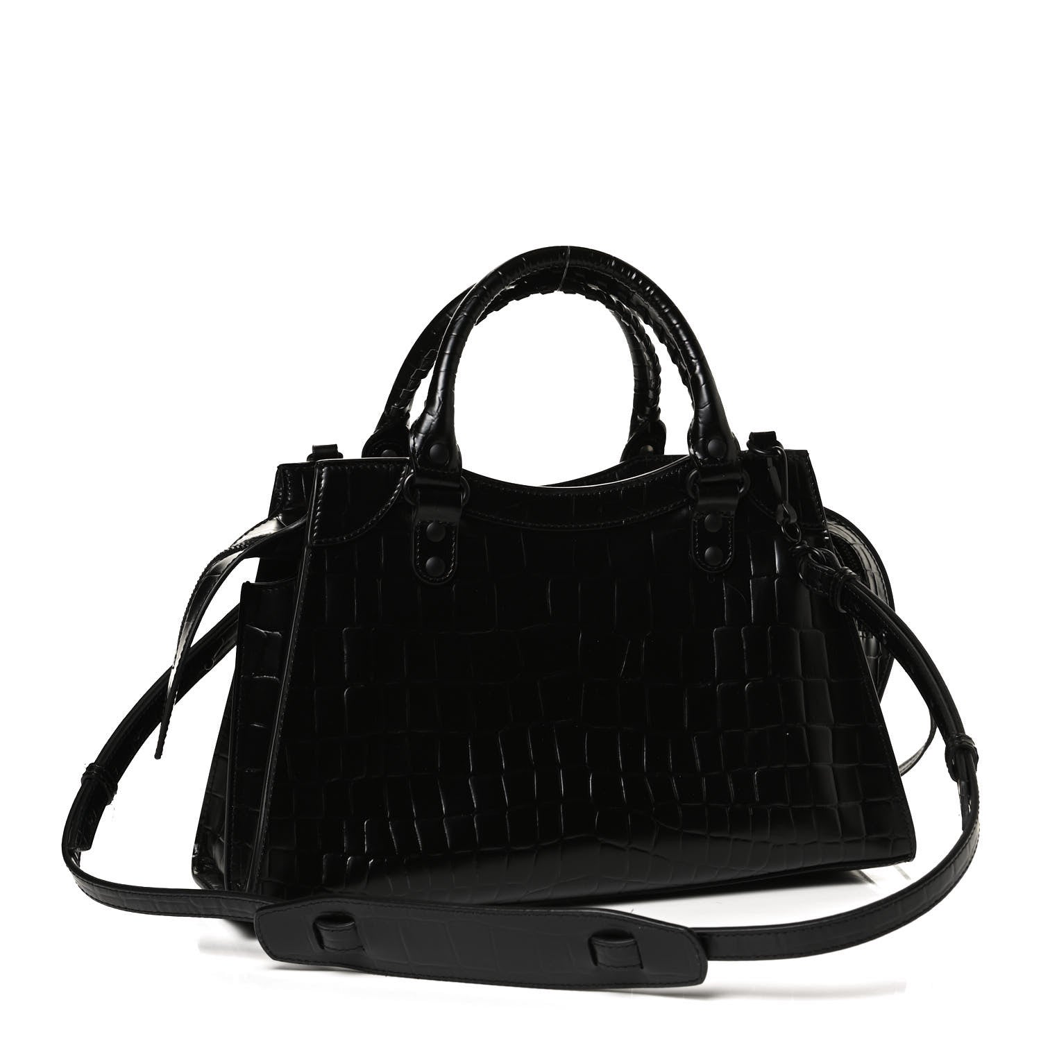 Balenciaga Semi Shiny Calfskin Crocodile Embossed Neo Classic Black Hardware S City Black 3 of 11