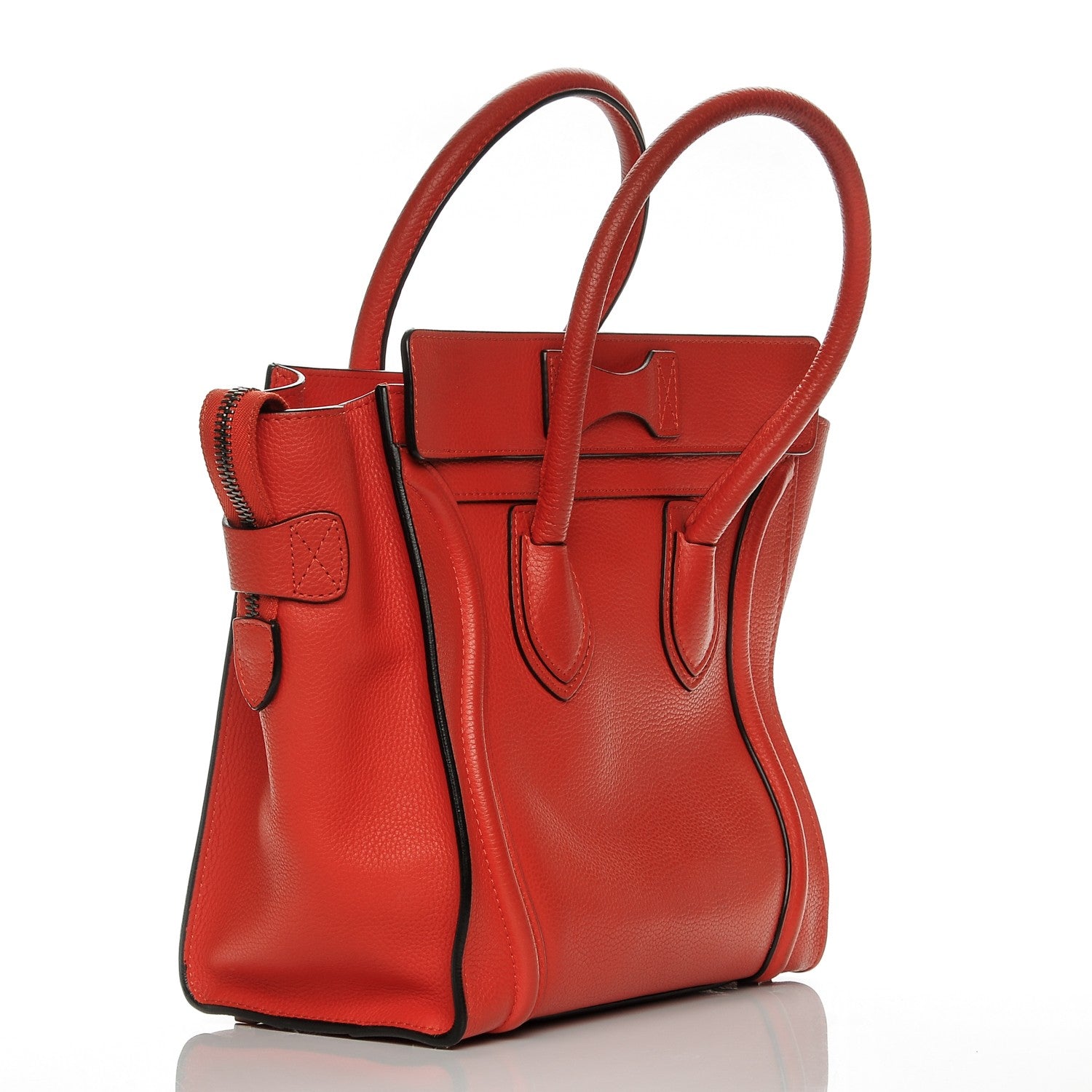 Celine Drummed Calfskin Micro Luggage Vermillion 3 of 7