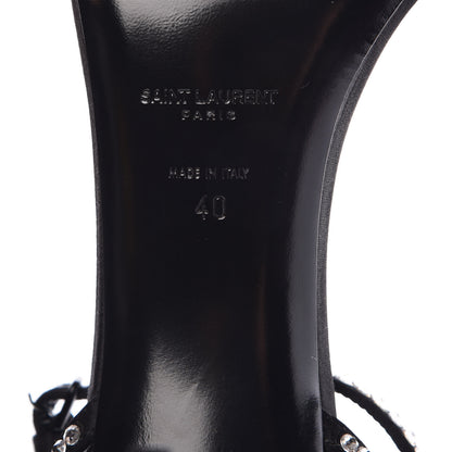 Saint Laurent Satin Crystal Robin 85 Ankle Strap Sandals 40 Black 6 of 8