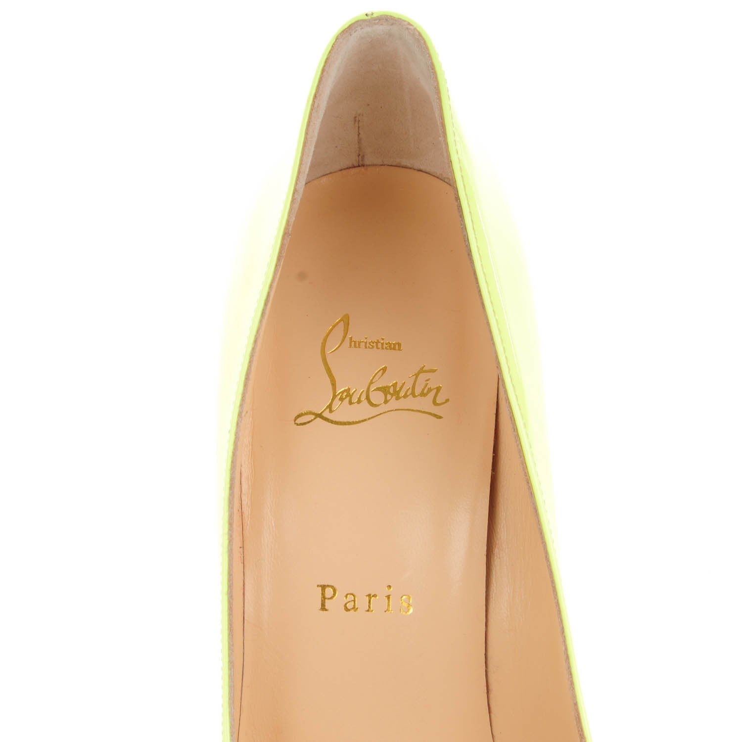 Christian Louboutin Patent Pigalle Follies 100 Pumps 39.5 Neon Yellow 6 of 7