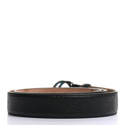 Gucci Soft Guccissima Margaux Calfskin Nickel Interlocking G 37mm Belt 105 42 Black 2 of 6