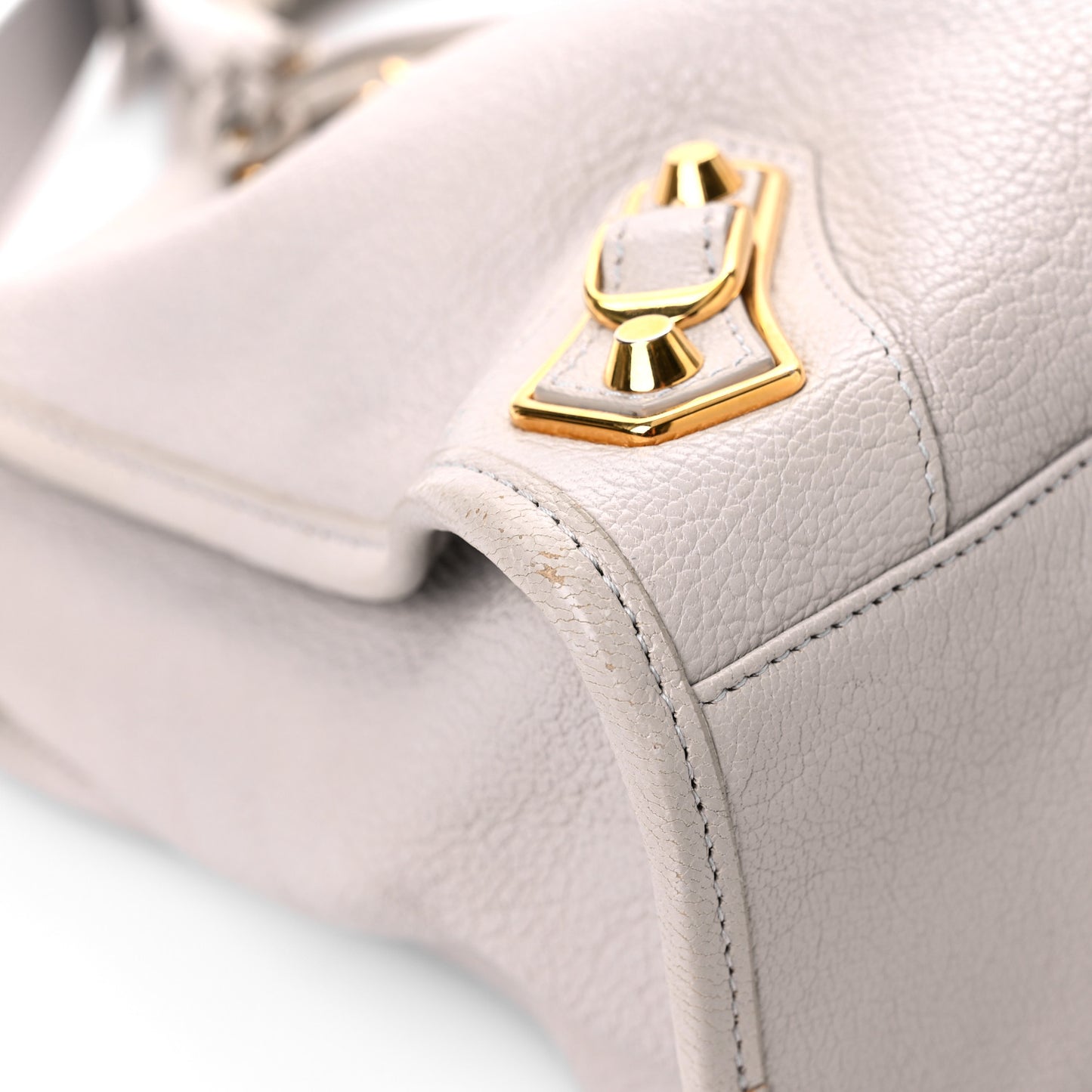 Chevre Gold Metallic Edge Hardware City Gris Clair Gris Perle