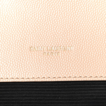 Saint Laurent Grain De Poudre Mixed Matelasse Large Triquilt Monogram Satchel Dark Beige 7 of 11