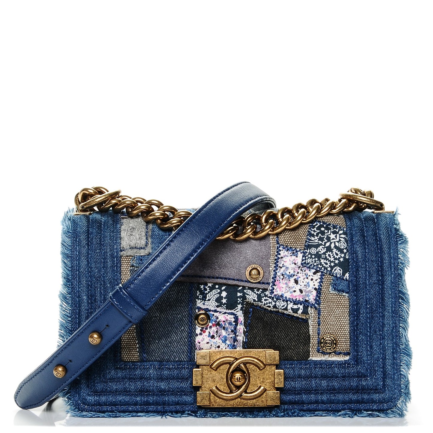 Denim Patchwork Small Boy Flap Blue
