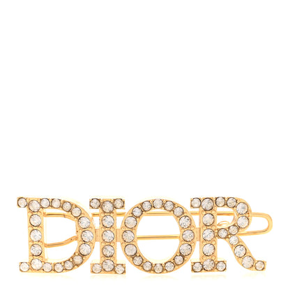 Christian Dior Crystal Dior Logo Barrette Gold 1 of 3